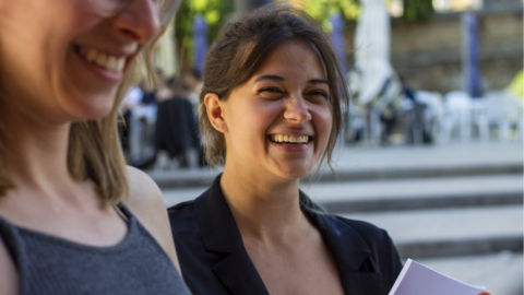 smiling female students