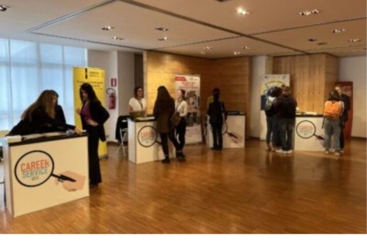 Career service staff assist students